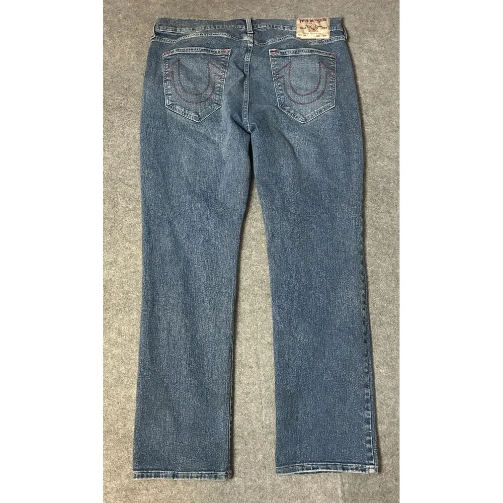 True Religion Ricky Relaxed Straight Mens Jeans Size 36x30 Faded Whiskers Y2K